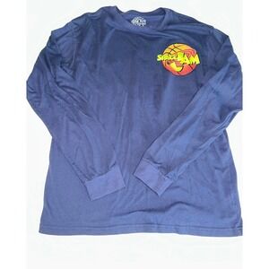 Space Jam Long Sleeve T-Shirt Looney Tunes Characters Basketball Navy Large